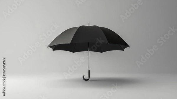 Obraz Black umbrella on plain white background. Possible use Stock photography