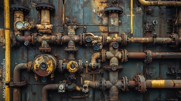 Fototapeta Industrial Pipe System with Valves