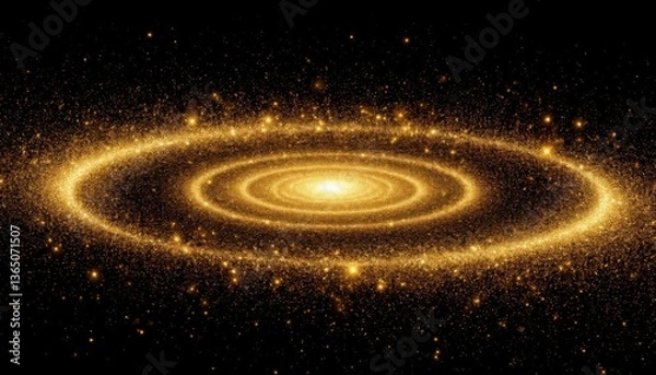 Obraz Abstract galaxy made of golden light particles on a black background (artistic). Generated AI