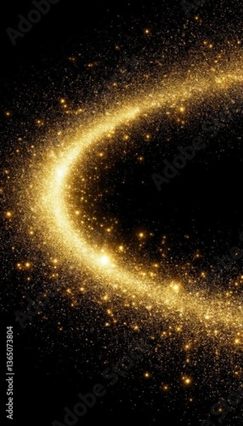 Obraz Abstract galaxy made of golden light particles on a black background (artistic). Generated AI