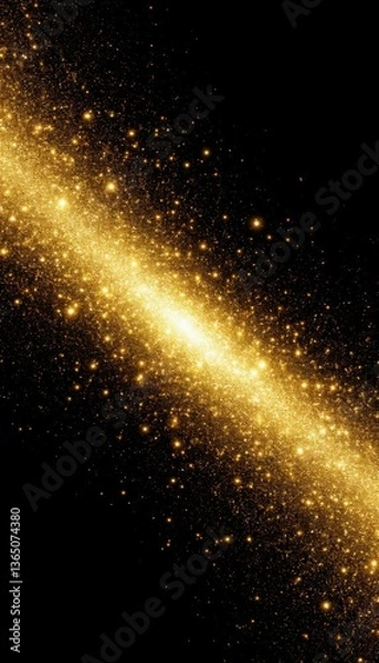 Obraz Abstract galaxy made of golden light particles on a black background (artistic). Generated AI