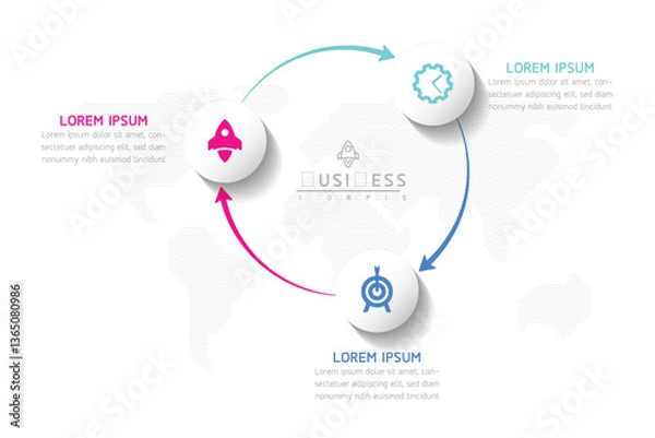 Fototapeta Vector business Presentation Connecting Steps Infographic Template