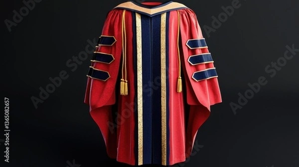 Fototapeta Vibrant Academic Robe with Colorful Details and Golden Accents, Symbolizing Educational Achievement and Success
