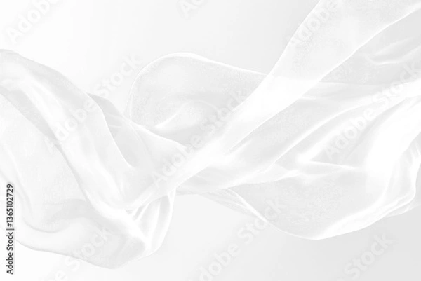 Fototapeta a beautiful, delicate strand of bright white mesh fabric is billowing effect isolated
