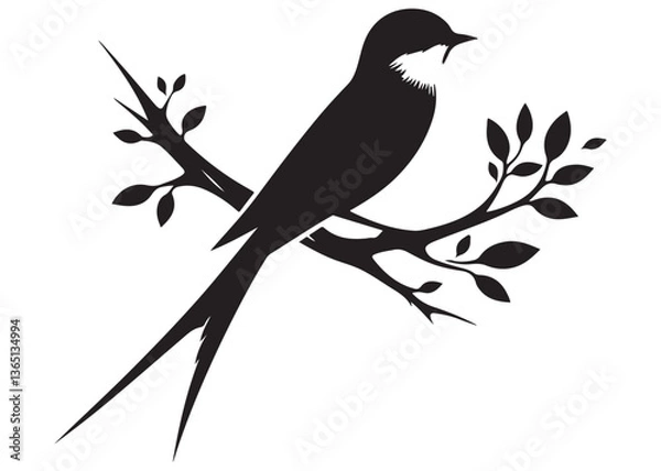 Fototapeta silhouette of a bird logo vector design, flying bird logo icon silhouette, feather with bird logo design black animal, silhouette of a black flying bird on white background	