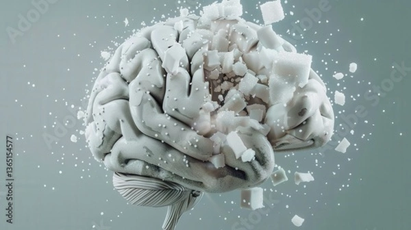 Fototapeta Exploding sugar brain conceptualizing the impact of sugar on mental health