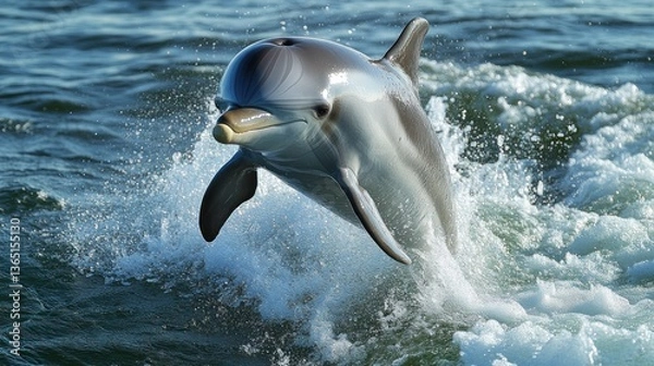 Fototapeta Dolphin leaping from ocean waves