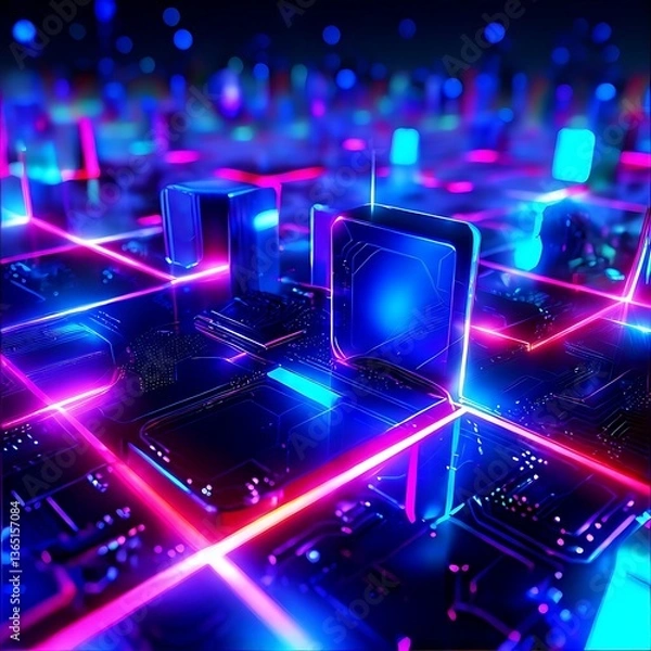 Fototapeta abstract blue background with binary code