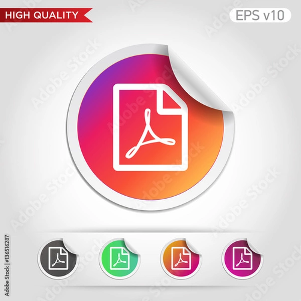 Fototapeta PDF icon. Button with pdf icon. Modern UI vector.