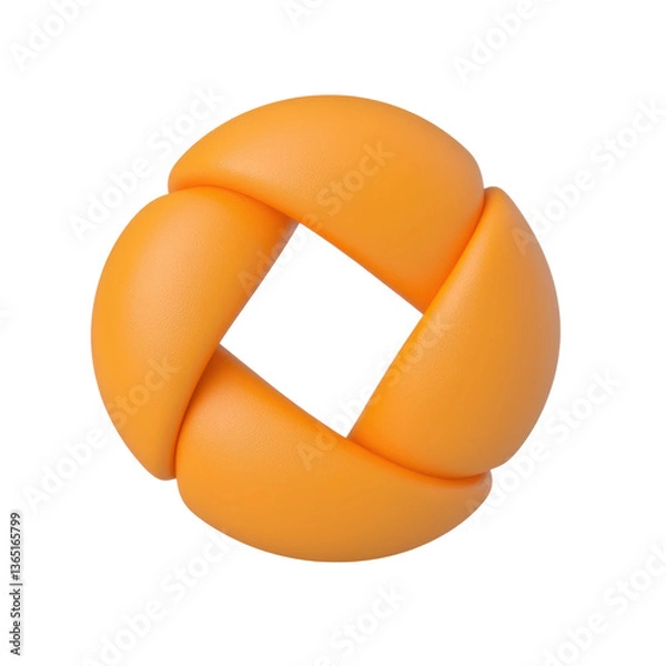 Fototapeta Dynamic orange knot sculpture studio digital art minimalist style