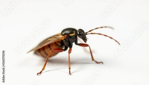 Fototapeta Close-up of single insect on pure white background, nature, isolated