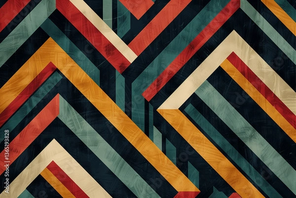 Fototapeta A geometric rug design with bold lines and contrasting colors.