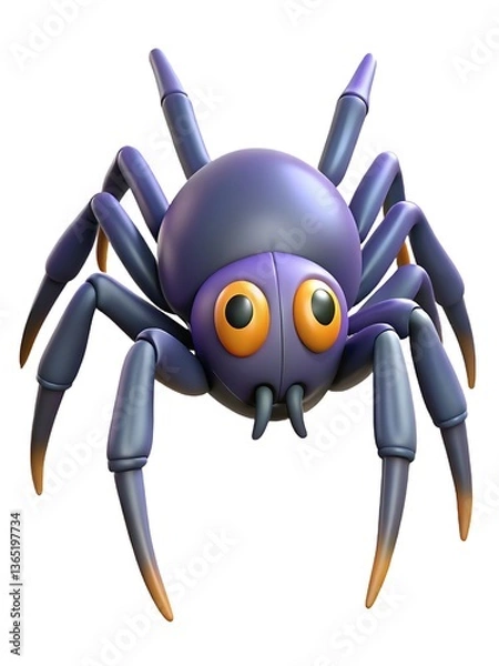 Obraz Aterradora araña 3D con patas puntiagudas: ilustración de un insecto espeluznante