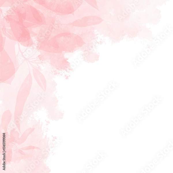 Fototapeta Pink Autumn Leaves Abstract Watercolor Texture