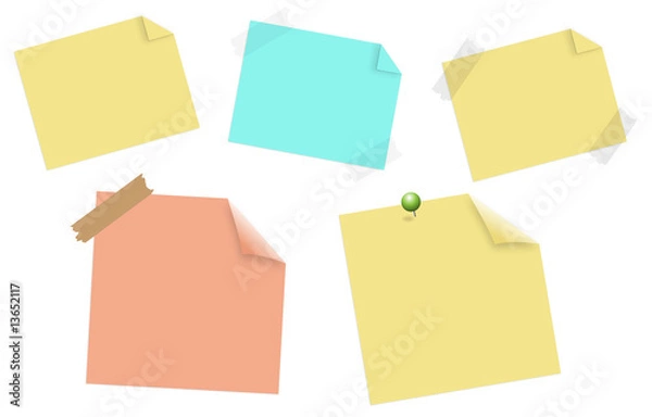Fototapeta Colored paper notes vector illustration