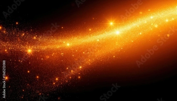 Obraz Bright golden highlights transitioning into orange hues on a black background (abstract). Generated AI