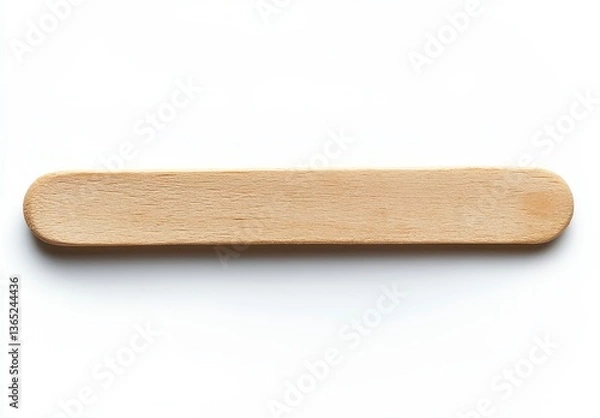 Fototapeta Close up of a Brown Wooden Ice Cream Stick on a White Background with Fine Grained Texture