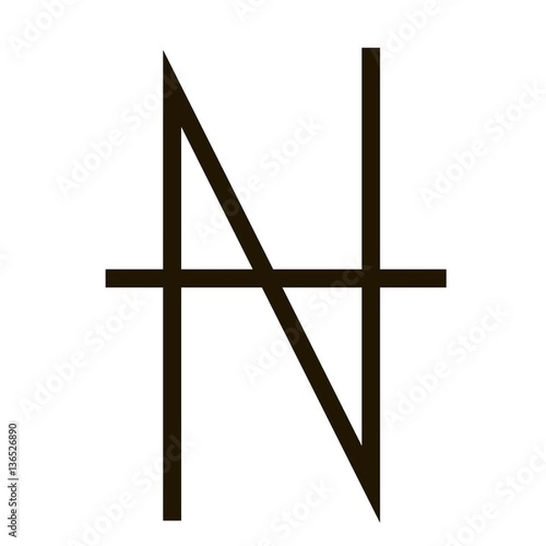 Fototapeta A vector abstract black symbol of geometric shapes, triangles and lines