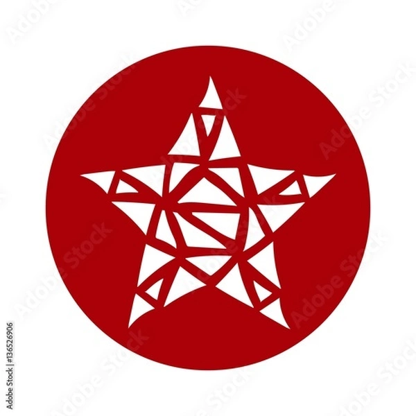 Fototapeta Designed vector icon of star сonsisting of white triangles in a red circle on a white background
