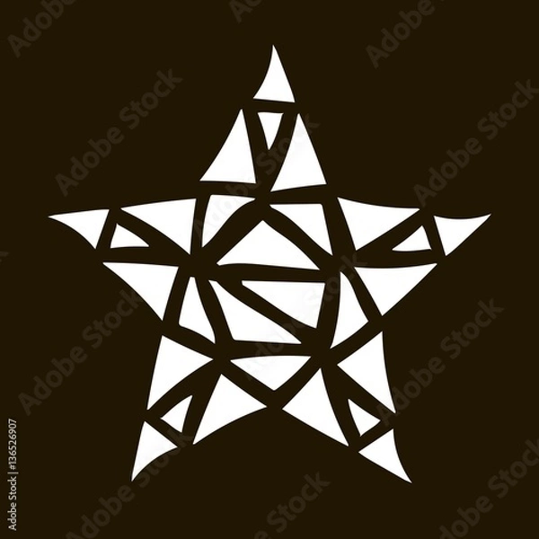 Fototapeta Designed vector icon of star сonsisting of white triangles on a black background