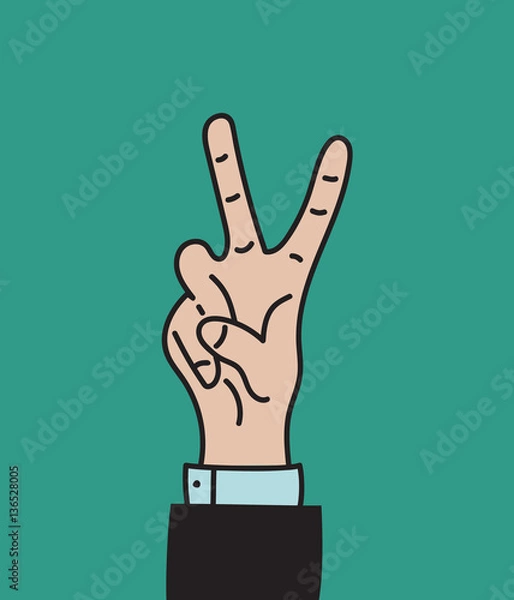 Obraz Businessman shows gesture victoria