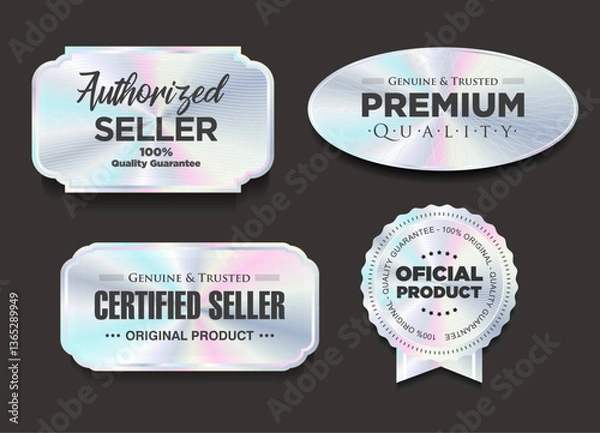 Fototapeta Hologram sticker or badge with holographic texture premium quality 