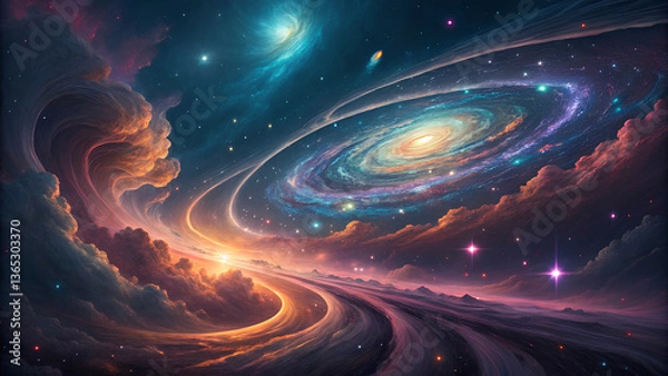 Fototapeta large language model natural language processing optimization stunning large galaxy showcases vibrant colors and swirling clouds cosmic scene