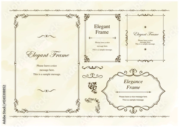 Obraz 高級感のあるエレガンスなフレームセット、飾り罫、装飾デザイン、上品なあしらい