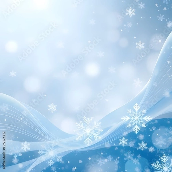 Fototapeta AI-generated abstract winter background with icy tones, frost textures, and flowing snowflake patterns. A serene, elegant design with a cold, dreamy aesthetic that evokes the peacefulness of winter.