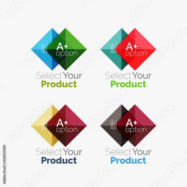 Fototapeta Set of square abstract background templates or infographics