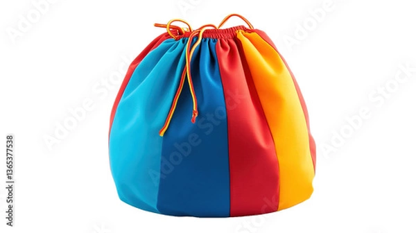 Fototapeta Vibrant fabric storage bags with drawstring home organization colorful storage solutions indoor space creative design