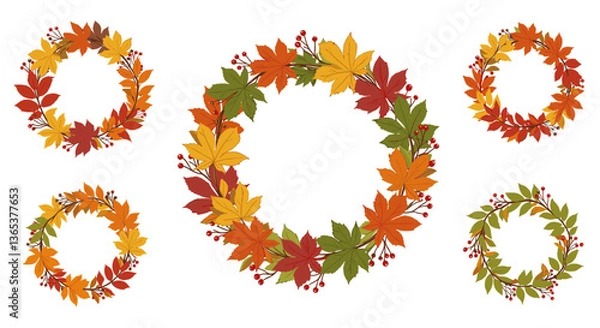Obraz Autumn leaf wreaths in warm colors. Perfect for fall decor.