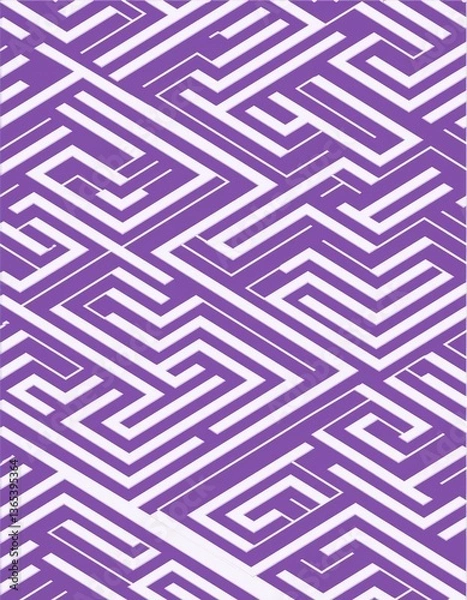 Obraz Three dimensional abstract purple and red geometric maze pattern design