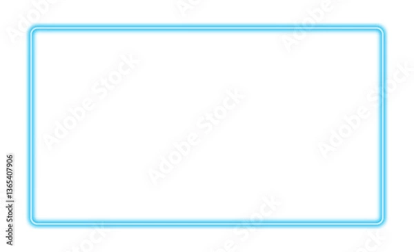Fototapeta Glowing neon rectangular frame in blue color