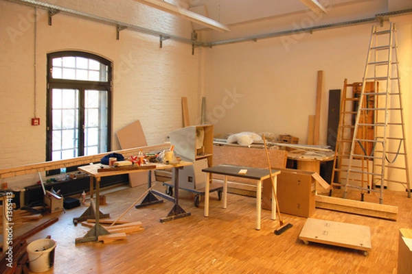 Fototapeta provisorische werkstatt