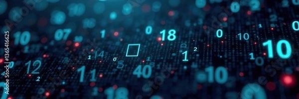 Fototapeta Seamless binary code background with digital numbers and symbols,  information,  futuristic