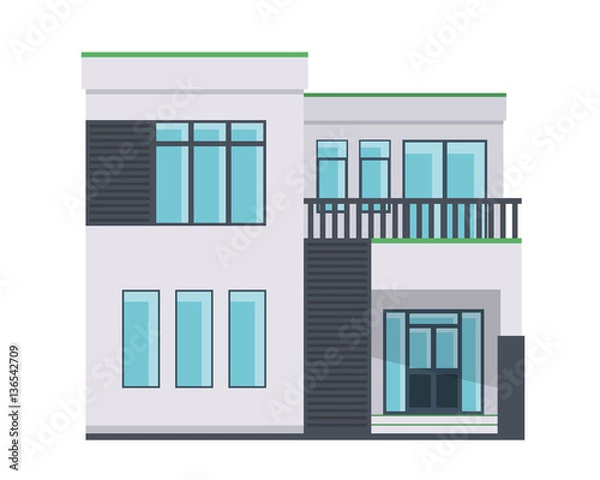 Fototapeta Modern Flat Luxury Minimalistic Residential House, Suitable for Diagrams, Infographics, Illustration, And Other Graphic Related Assets
