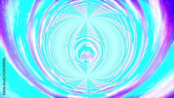Obraz Flying through glowing blue and violet neon tunnel with reflection. 3d illustration