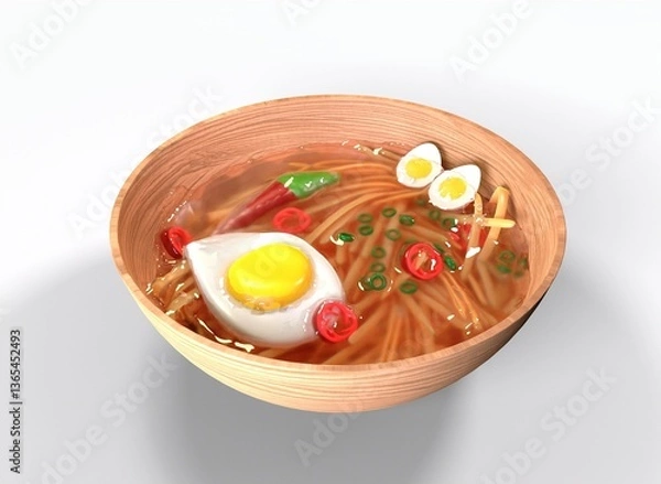 Obraz a plate of ramen on a white background 3d-rendering