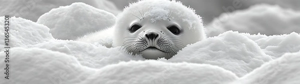 Obraz Arctic Seal Pup in Snow.