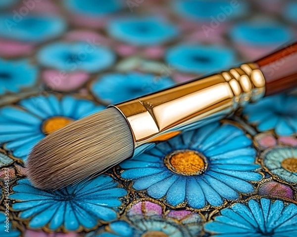 Obraz Artist Paintbrush on Floral Pattern.
