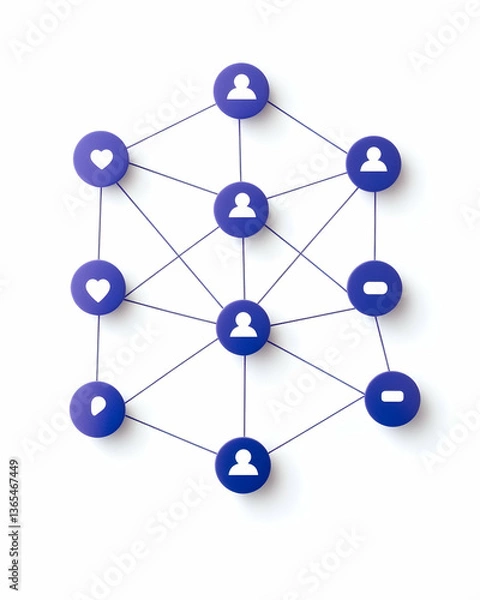 Fototapeta Abstract network of interconnected nodes representing relationships, connections, and social interactions