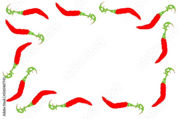 Obraz red and green chilli frame illustration background