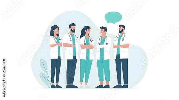 Fototapeta Medical Team Discussion with an Empty Speech Bubble