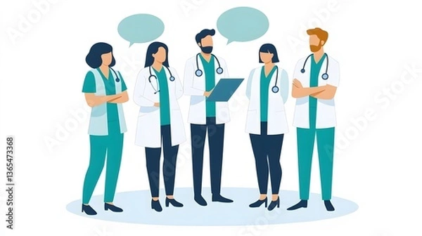 Fototapeta Medical Team Discussion with an Empty Speech Bubble