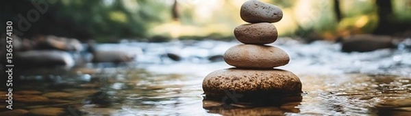 Obraz Balanced Rocks by River.