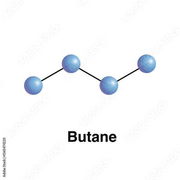 Obraz Butane Alkane With The Formula C4H10. Scientific Molecular Structure Vector Illustration