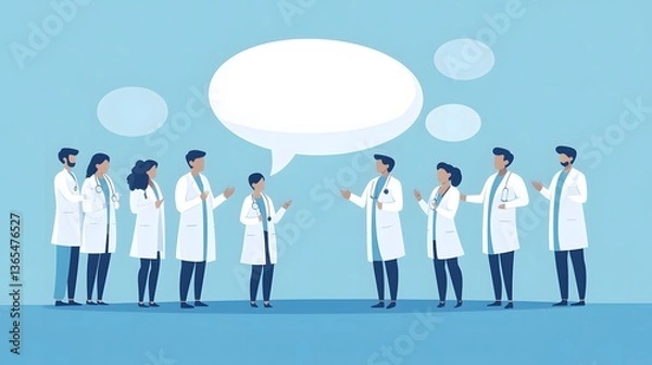 Fototapeta Medical Team Discussion with an Empty Speech Bubble