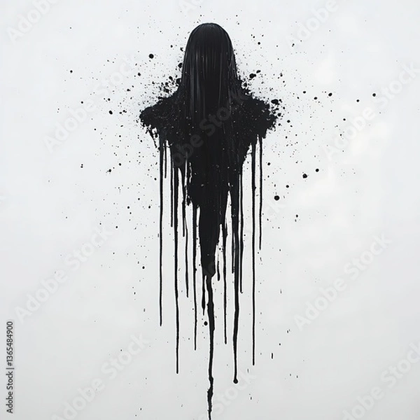 Obraz Black Ink Figure Dripping.