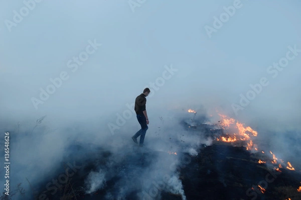 Fototapeta Field burning